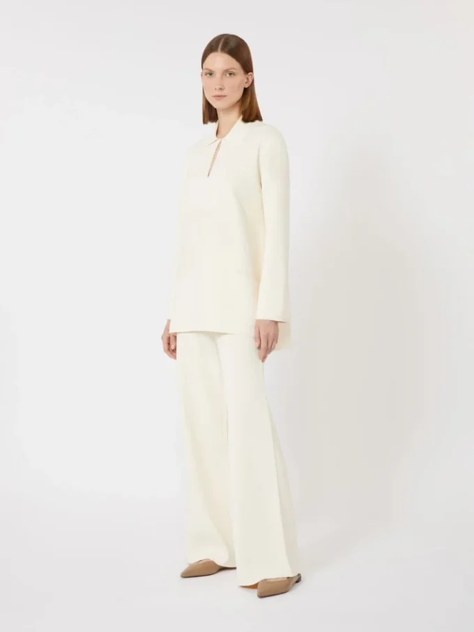 Viscose crepe knit trousers, ivory Viscose crepe knit trousers, ivory