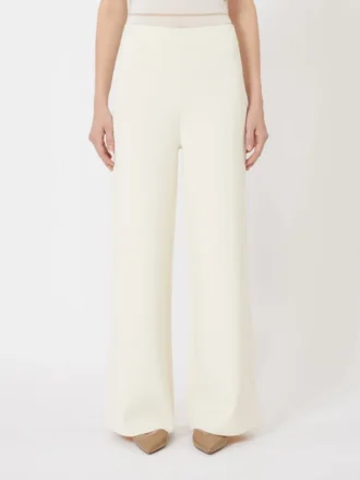 Viscose crepe knit trousers, ivory