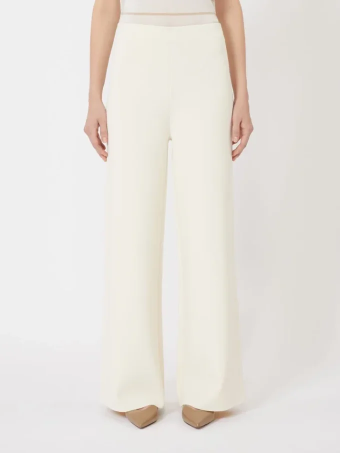 Viscose crepe knit trousers, ivory Viscose crepe knit trousers, ivory