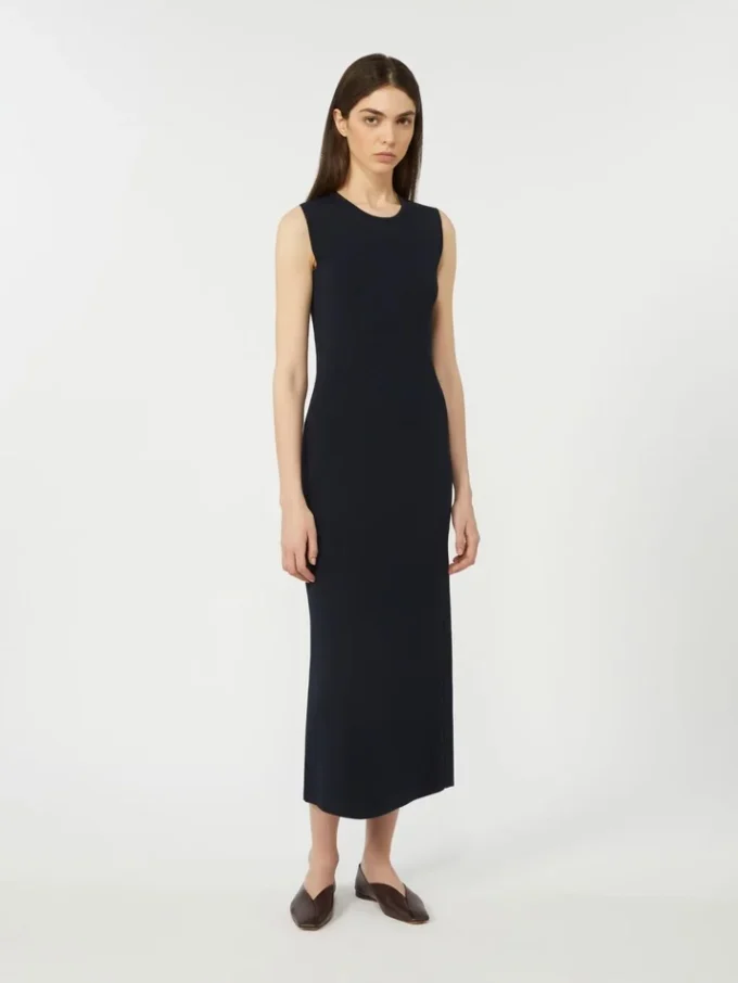 Viscose crepe sheath dress, ultramarine