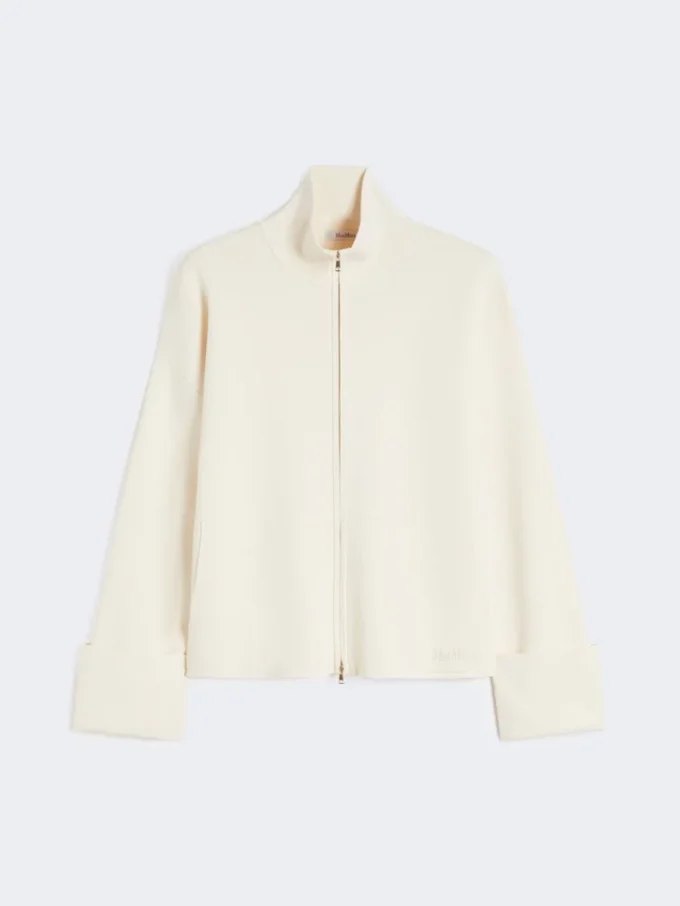 Viscose crepe yarn cardigan, ivory