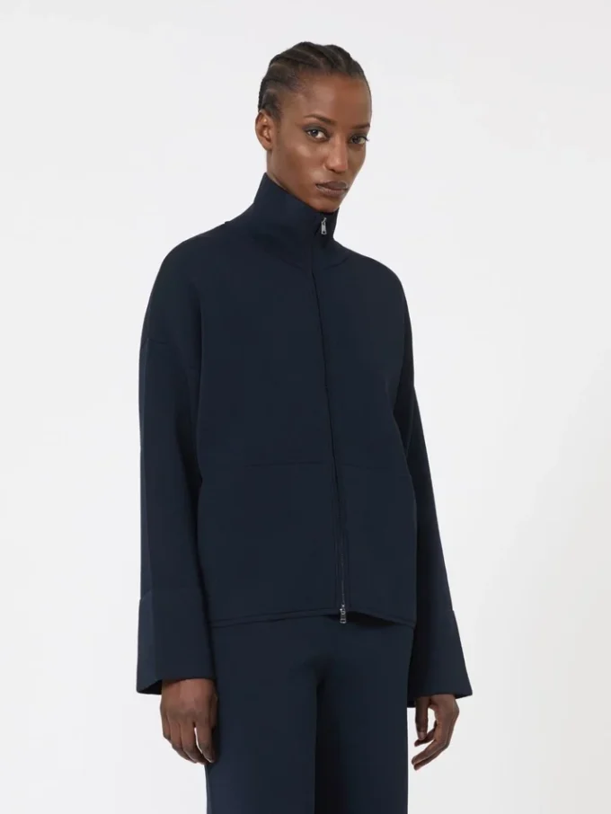 Viscose crepe yarn cardigan, ultramarine