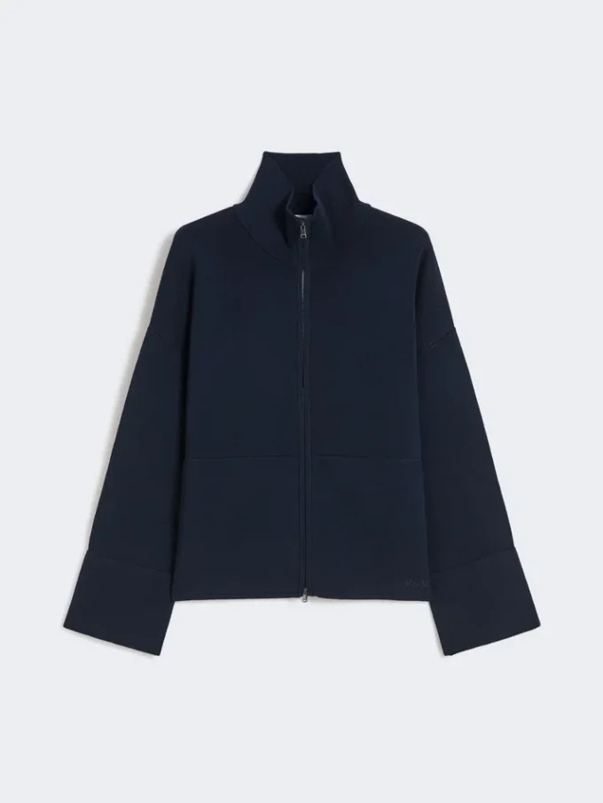 Viscose crepe yarn cardigan, ultramarine