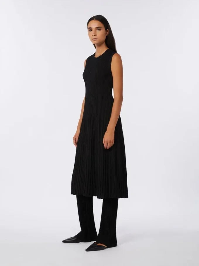 Viscose crepe yarn dress, black