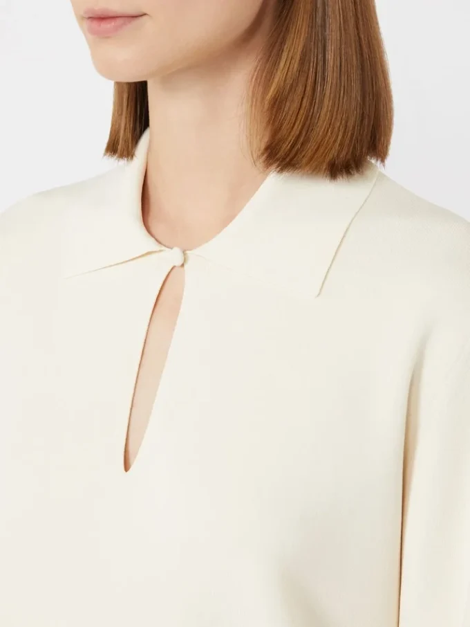 Viscose crepe yarn jumper, ivory