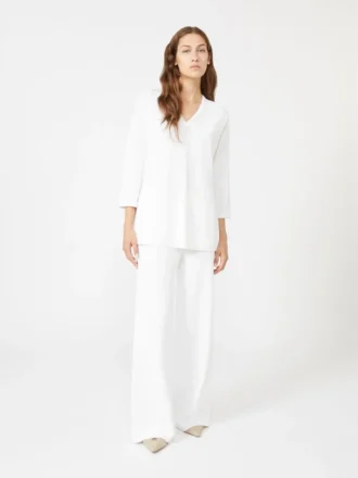 Viscose crepe yarn trousers, optical white