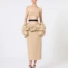 Viscose jersey midi skirt with ruffles, camel Viscose jersey midi skirt with ruffles, camel