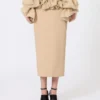 Viscose jersey midi skirt with ruffles, camel Viscose jersey midi skirt with ruffles, camel