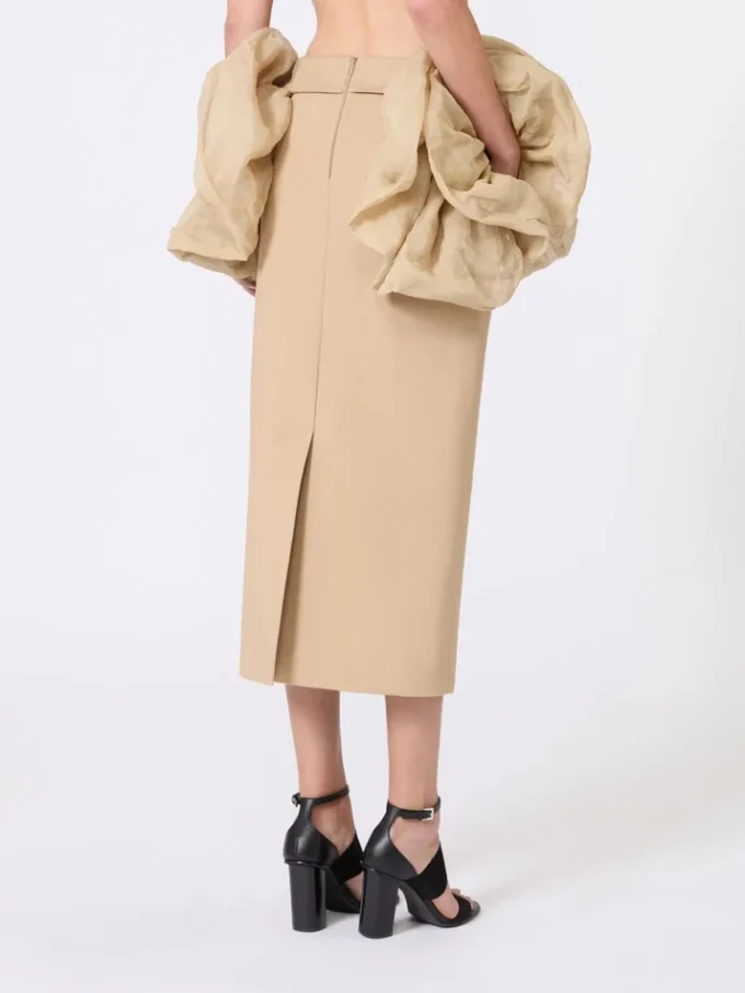 Viscose jersey midi skirt with ruffles, camel Viscose jersey midi skirt with ruffles, camel