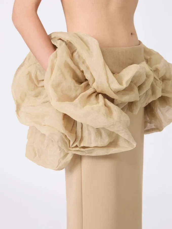 Viscose jersey midi skirt with ruffles, camel Viscose jersey midi skirt with ruffles, camel