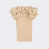 Viscose jersey midi skirt with ruffles, camel Viscose jersey midi skirt with ruffles, camel