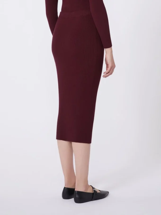 Viscose pencil skirt, bordeaux