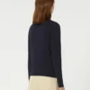 Viscose polo-neck sweater, navy