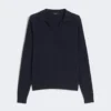 Viscose polo-neck sweater, navy