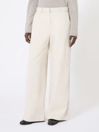 Washed cotton trousers, natural
