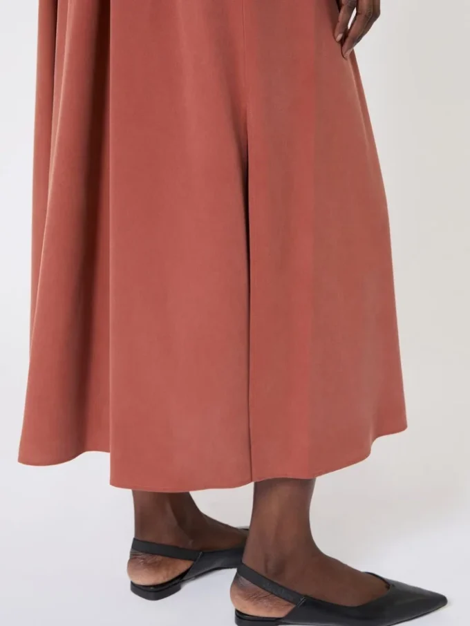 Washed silk canvas dress, terra cotta