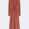 Washed silk canvas dress, terra cotta