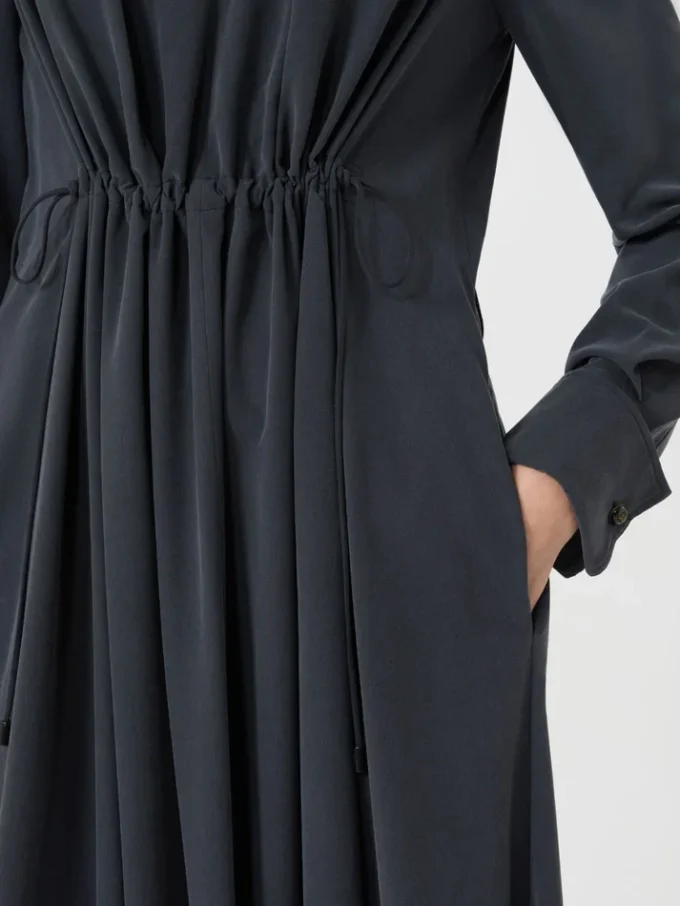 Washed silk canvas dress, ultramarine