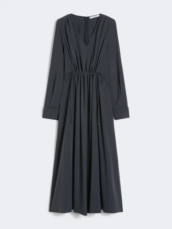 Washed silk canvas dress, ultramarine