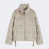 Water-repellent canvas and camel down jacket, sand