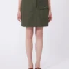 Water-repellent canvas mini skirt, kaki