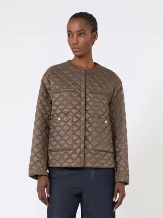 Water-repellent canvas padded jacket, hazelnut brown