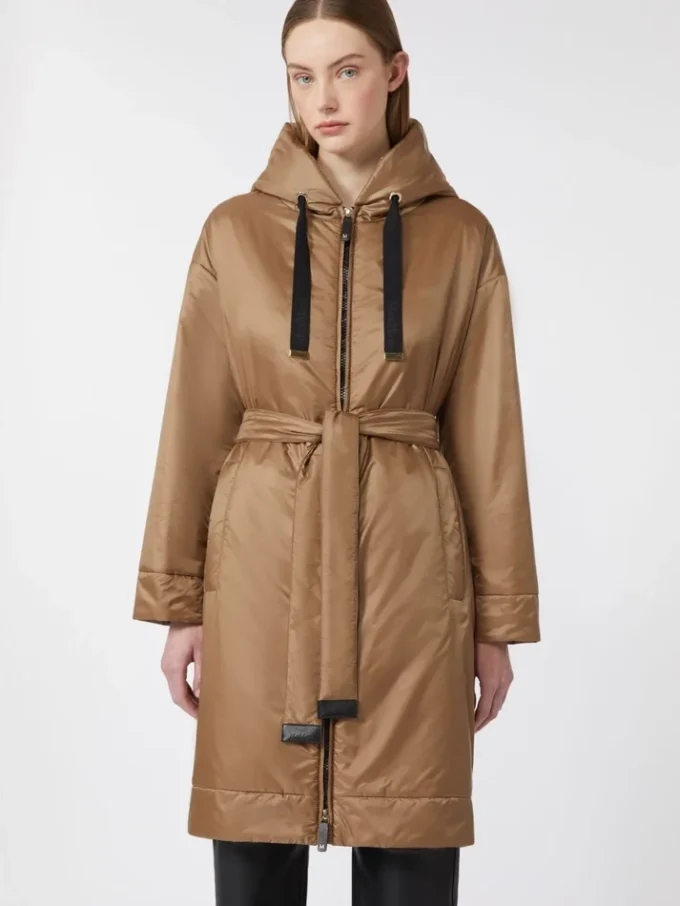 Water-repellent canvas padded parka, camel Water-repellent canvas padded parka, camel
