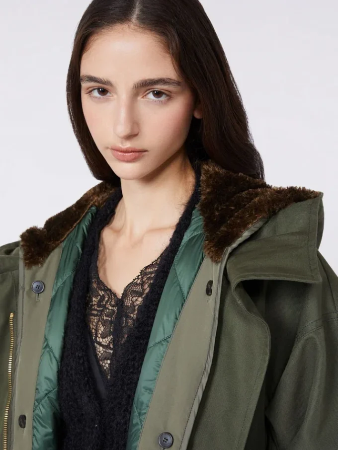 Water-repellent canvas parka, kaki