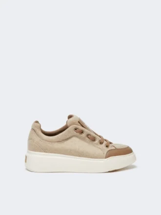 Water-repellent cashmere trainers, beige