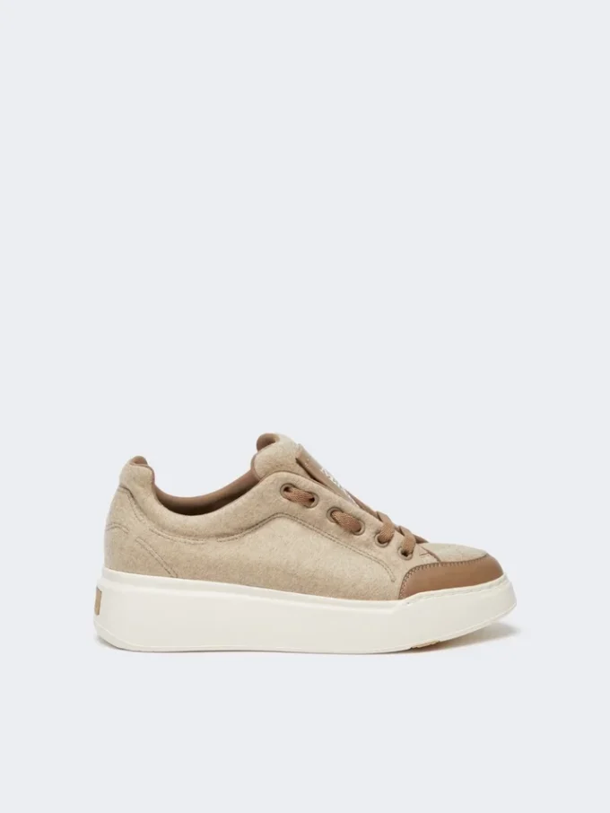 Water-repellent cashmere trainers, beige