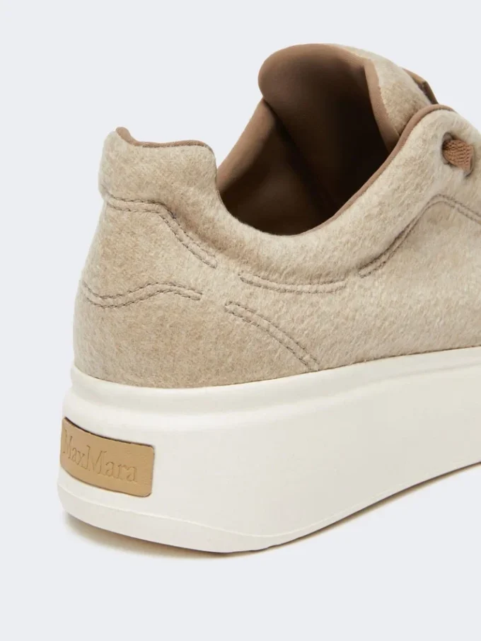 Water-repellent cashmere trainers, beige