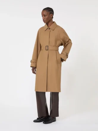 Water-repellent cotton-blend trench coat, brown