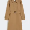 Water-repellent cotton-blend trench coat, brown