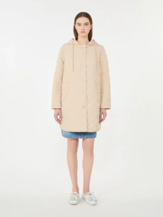 Water-repellent fabric padded parka, sand