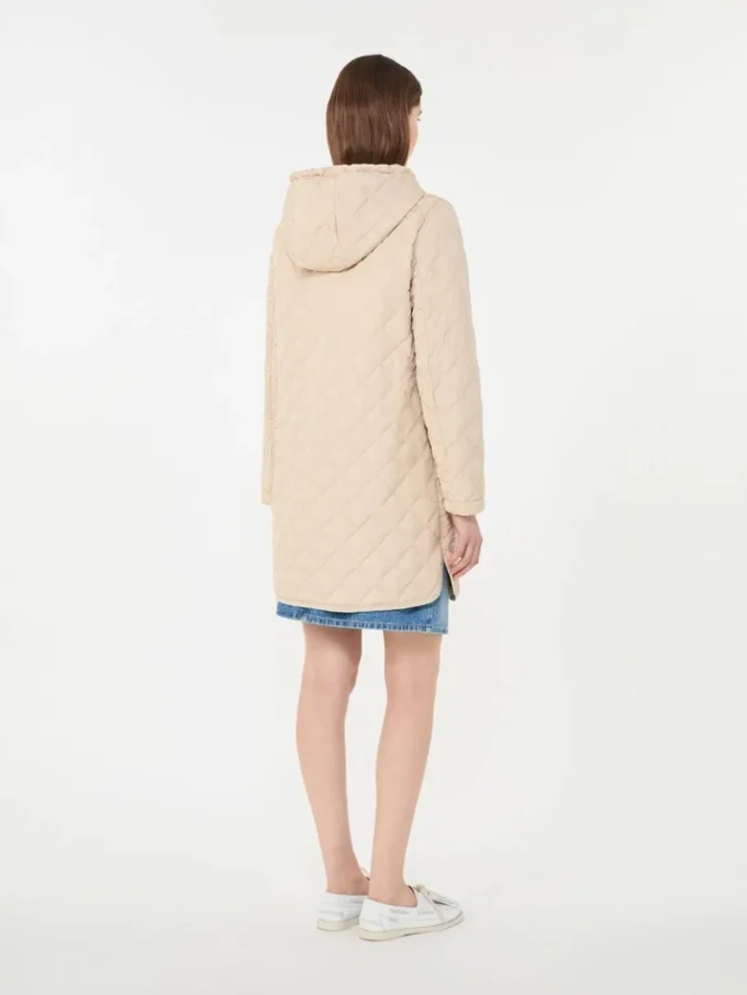 Water-repellent fabric padded parka, sand