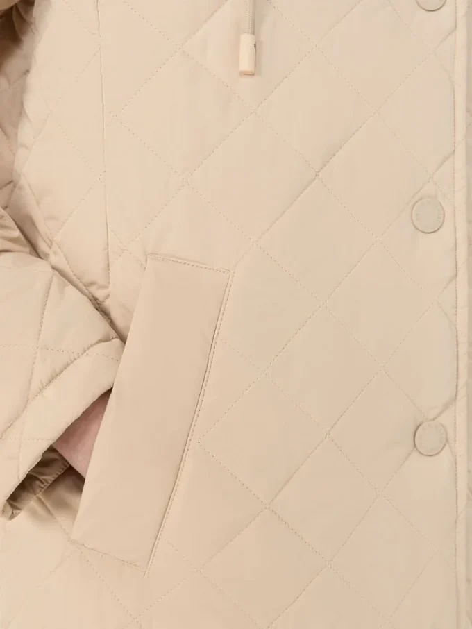 Water-repellent fabric padded parka, sand