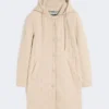 Water-repellent fabric padded parka, sand