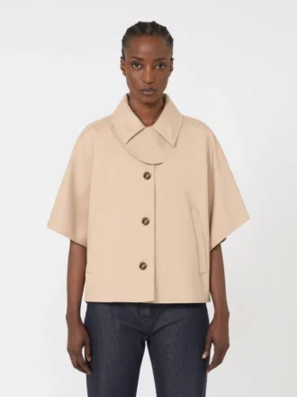 Water-repellent gabardine cape, albino