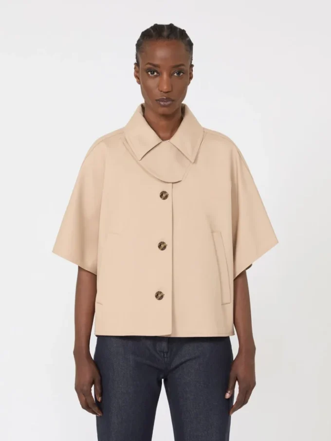 Water-repellent gabardine cape, albino