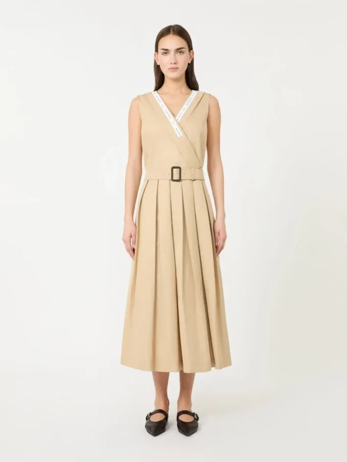 Water-repellent gabardine dress, beige