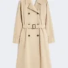 Water-repellent gabardine trench coat with print, plum