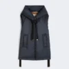Water-repellent padded canvas hooded gilet, midnightblue