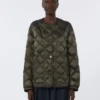 Water-repellent quilted canvas down jacket, dark green