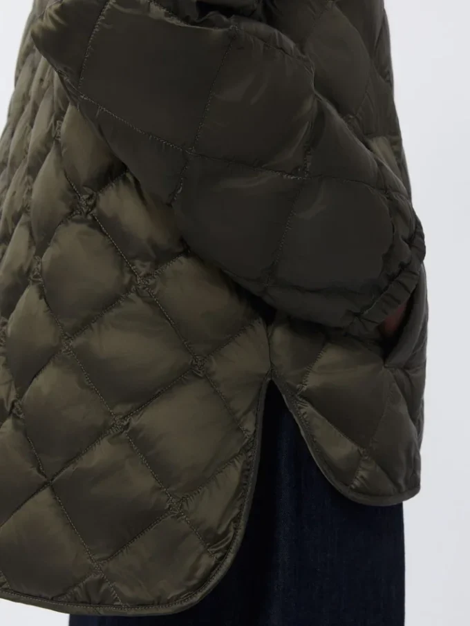 Water-repellent quilted canvas down jacket, dark green