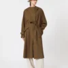Water-repellent wool gabardine duster coat, brown