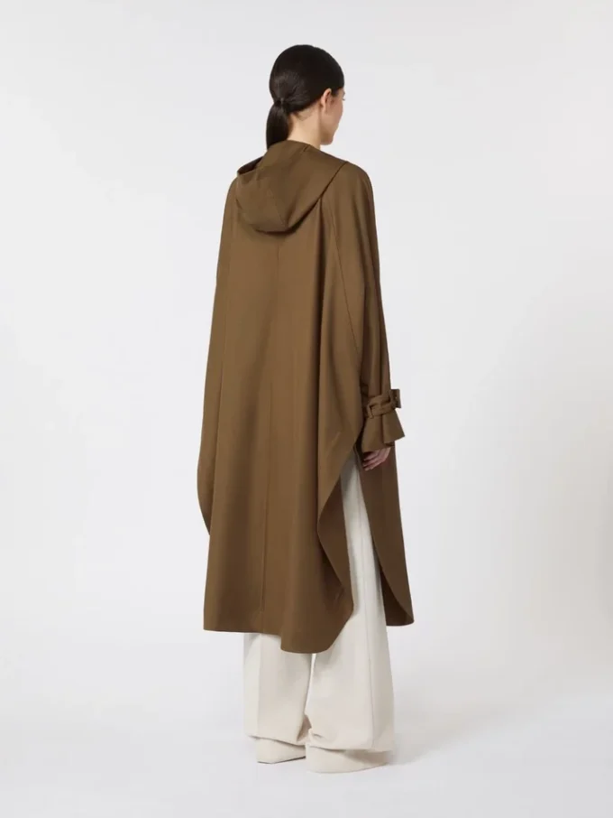 Water-repellent wool gabardine duster coat, brown