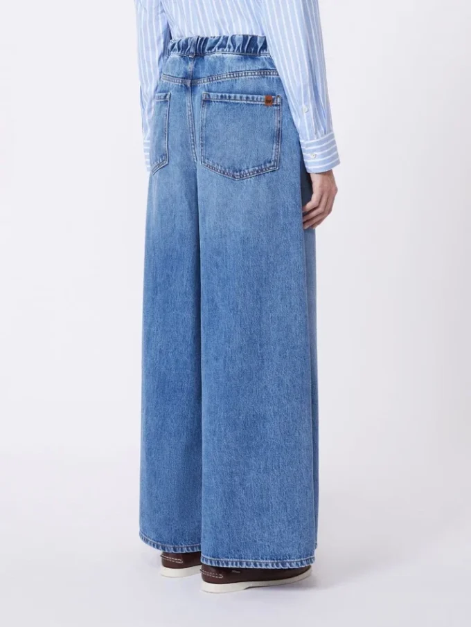 Wide, cotton denim jeans, navy