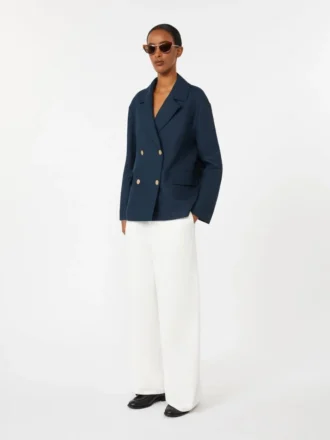 Double-breasted linen jacket, midnightblue