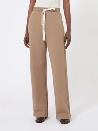 Wide-fit jersey trousers, camel