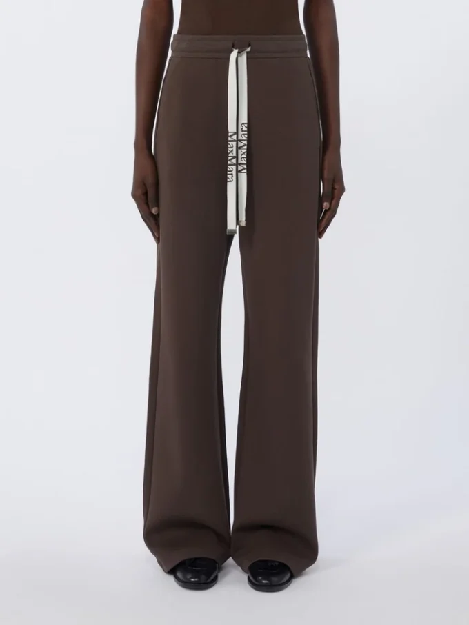 Wide-fit jersey trousers, chocolate